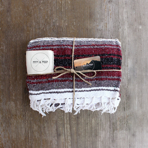 Vino Mexican Blanket by Mntn & Moon | burgundy falsa blanket