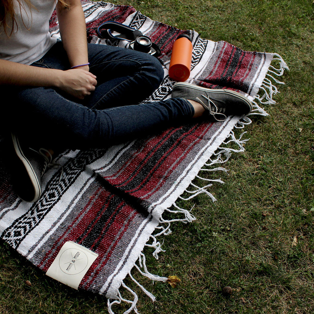 Vino Mexican Blanket by Mntn & Moon | burgundy falsa throw